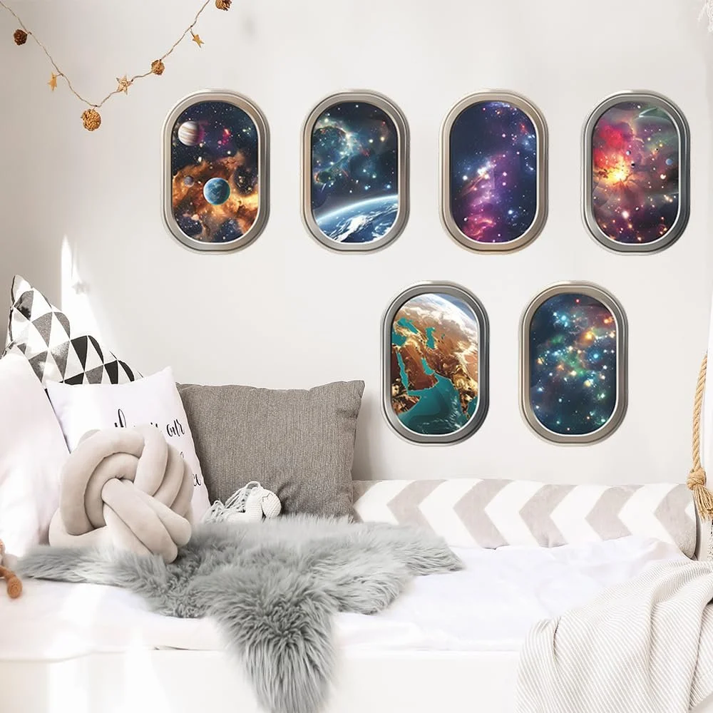 Наклейка на стену HGDESIGN 3D Window University Galaxy Planet (A) Декор для дома, фото №3