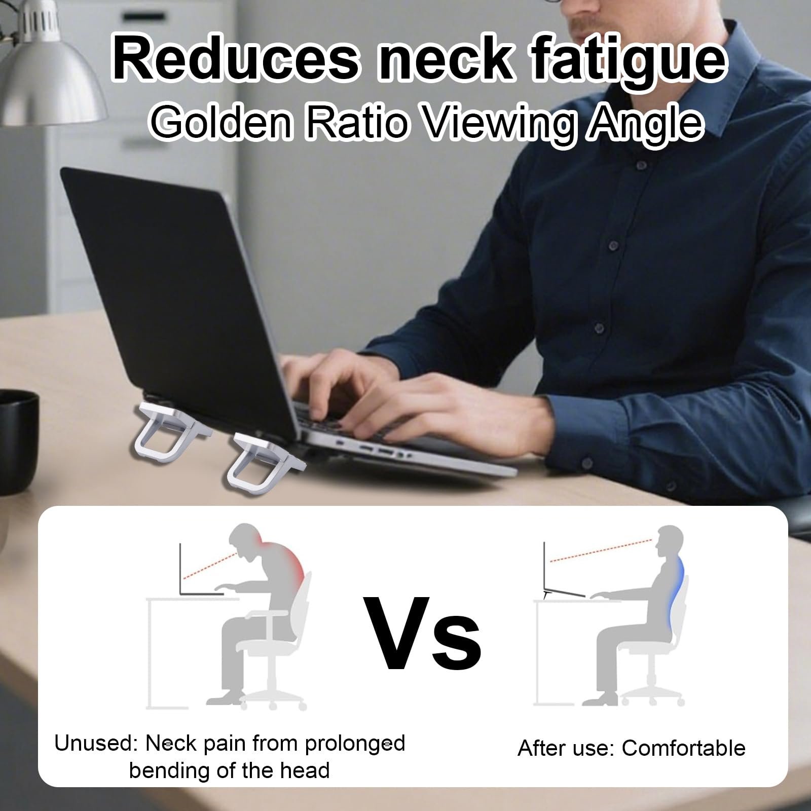 Підставка для ноутбука Міні, цинковий сплав, портативна, складана, невидима, самоклеюча підставка-тримач для комп'ютера, підтримка для столу (срібна), пакування 2 шт, фото №7