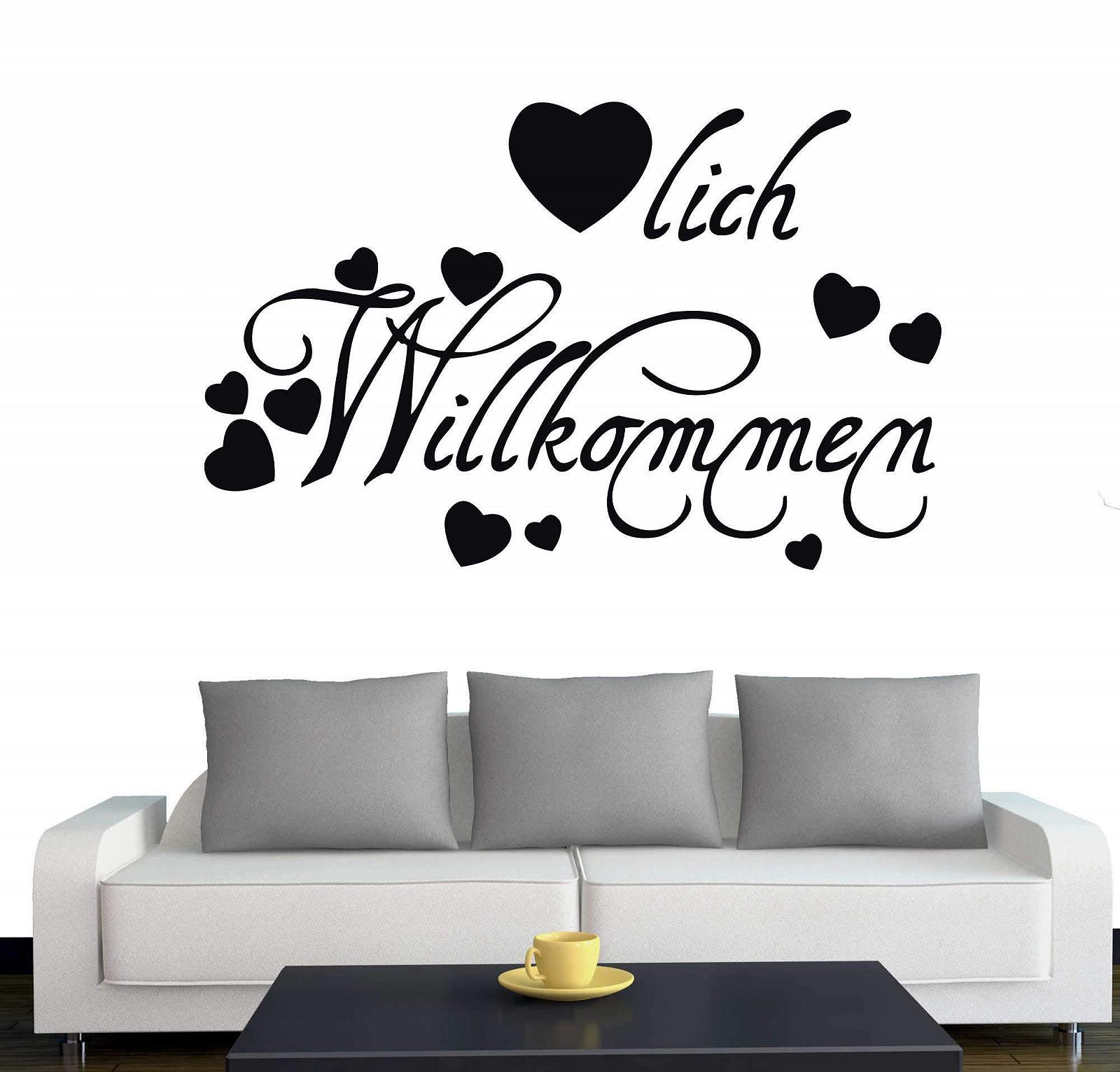 Наклейка на стіну A346 Herzlich Willkommen 60 x 38 см чорна, фото №1 Наклейка на стіну A346 Herzlich Willkommen 60 x 38 см чорна, фото №1