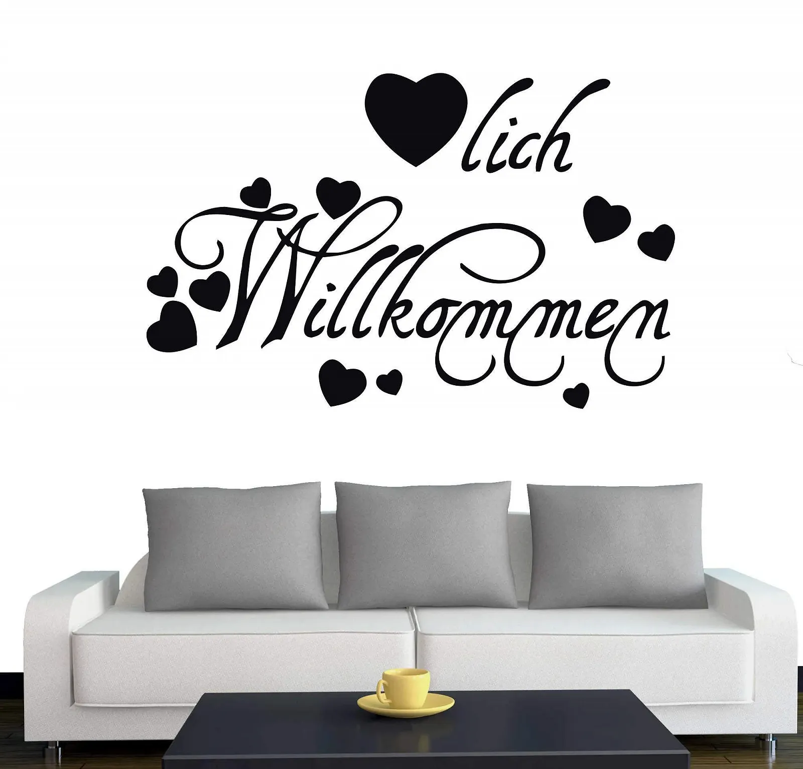 Наклейка на стену A346 Herzlich Willkommen 60 x 38 см черная, фото №1