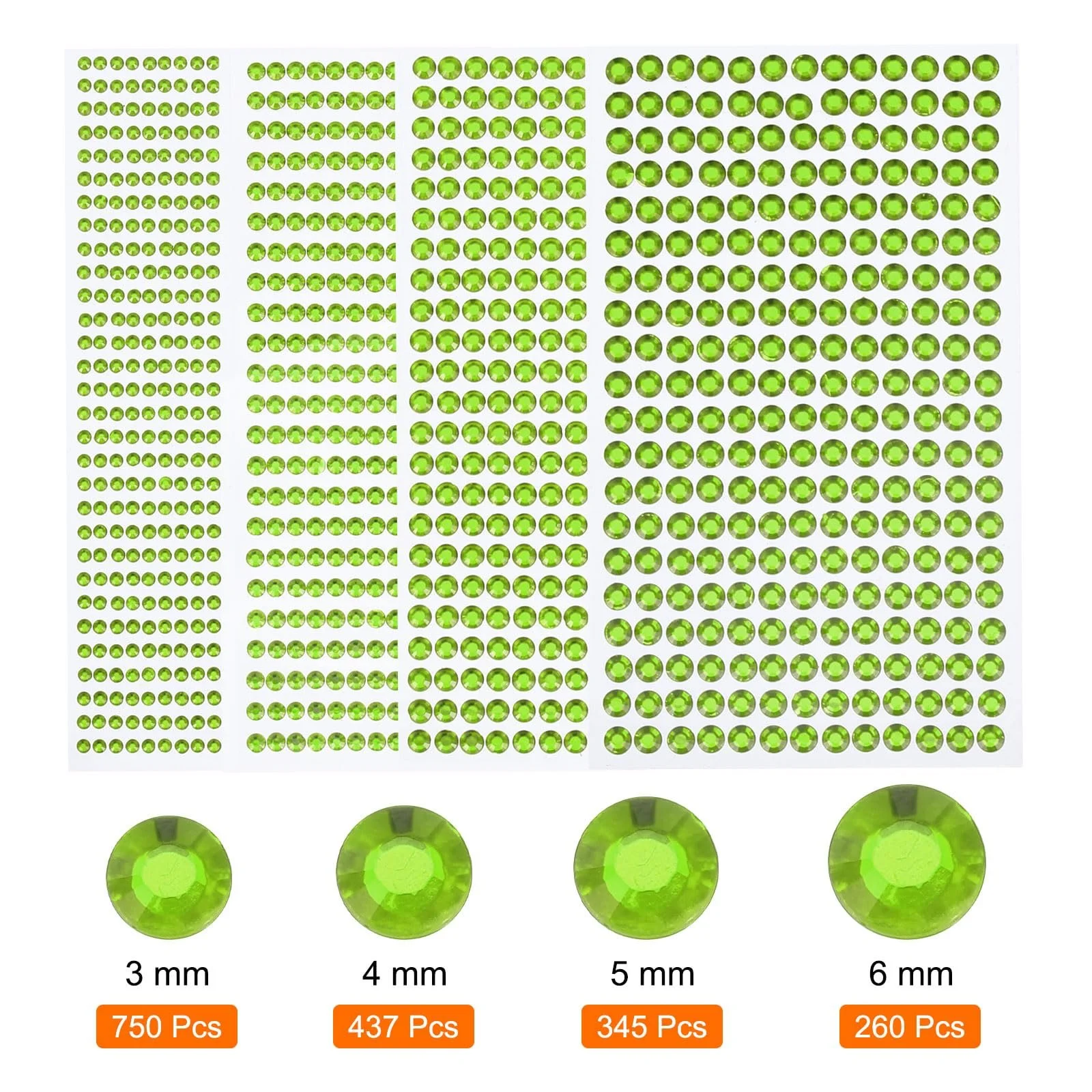 Стразы Зеленые sourcing map 3/4/5/6 мм, 1792 шт, фото №3
