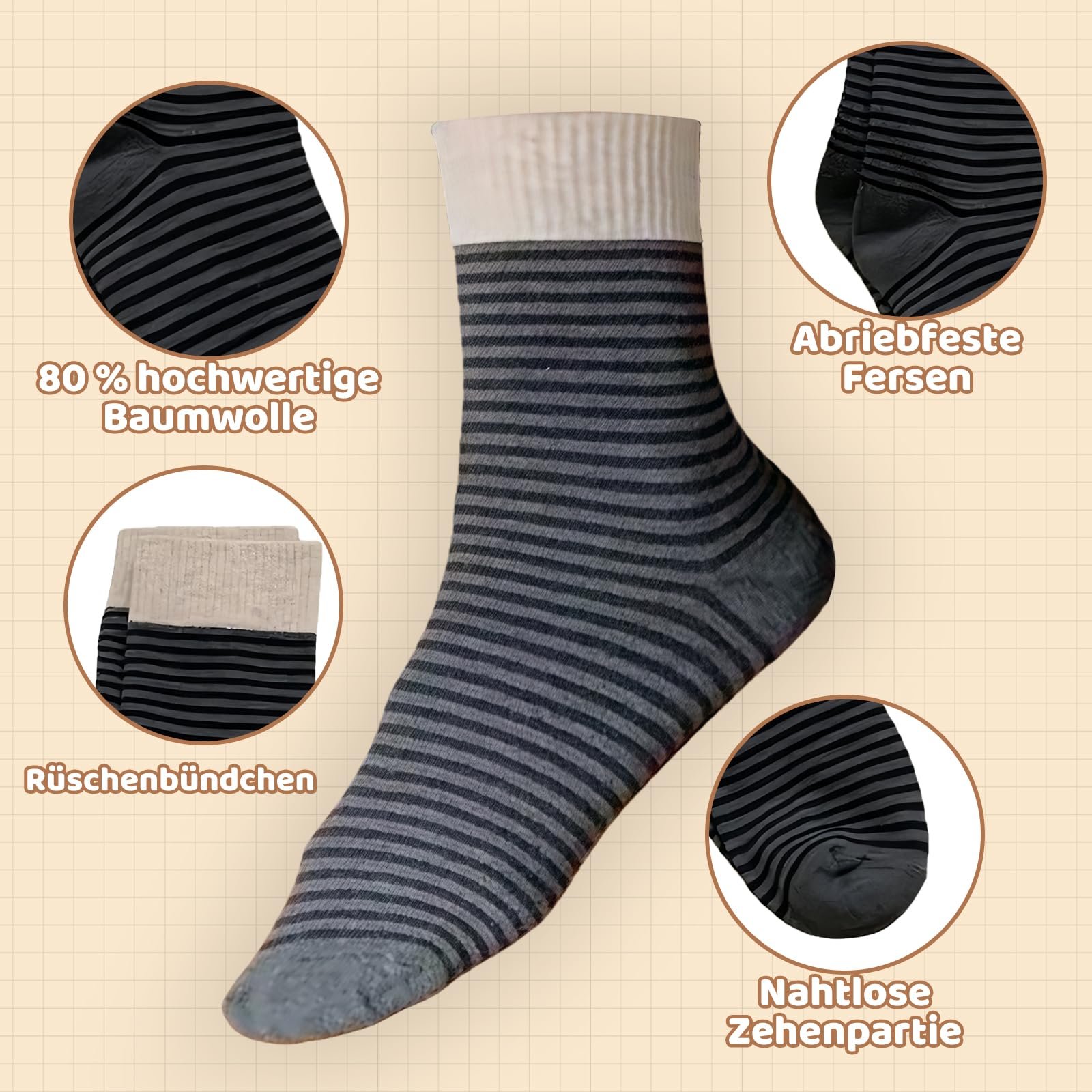 Женские носки (5 пар) Мягкие носки Размер 36-42 Цветные полосатые носки для спорта и отдыха Носки экипажа Женские носки Хлопковые носки Носки для бега для тенниса и работы, фото №6