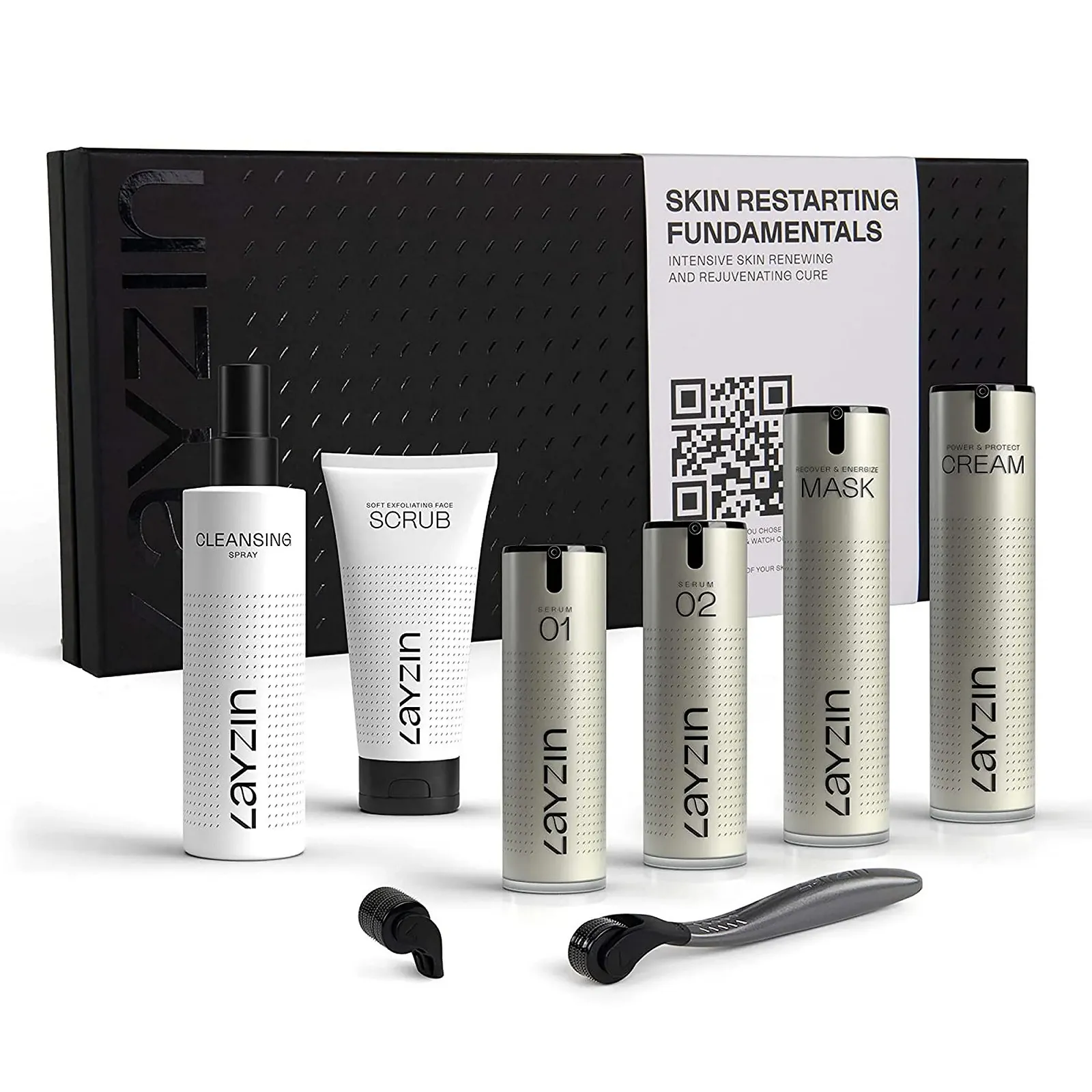 Набор для восстановления кожи Skin Restarting Fundamentals | Антивозрастной уход за кожей лица, шеи, декольте и рук | Уменьшает мелкие морщины | Профессиональный микронидлинг в домашних условиях | 9 средств ухода, фото №1