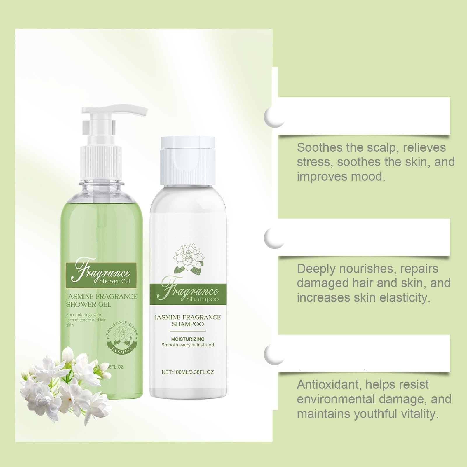 Набор гель для душа и шампунь Jasmine Jasmine Fragrance Увлажняющий 4 шт., фото №2