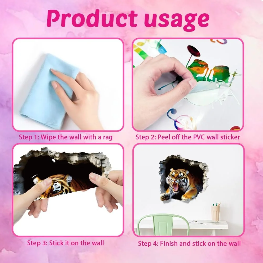 3D Наклейка на стіну SUPERDANT Тигр 70 x 30 см, фото №6