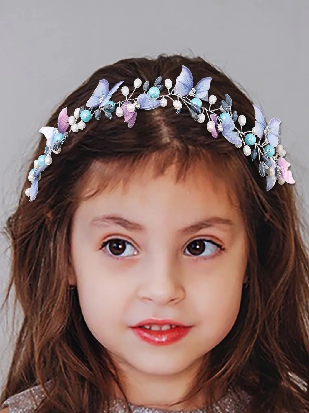 Обруч для волосся Дитячий IYOU Квітка Метелик Блакитний, фото №1