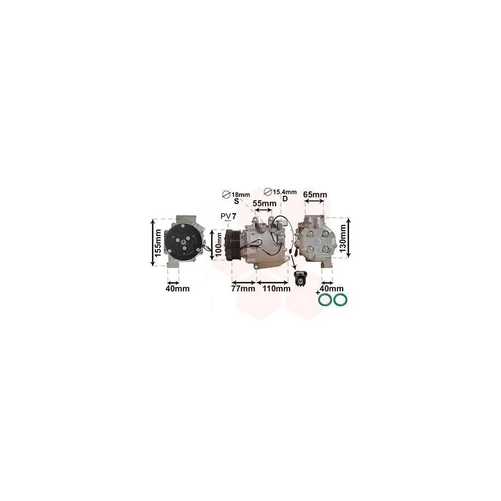 Компресор кондиціонера VAN WEZEL IR PLUS 2500K208 для HONDA, фото №1