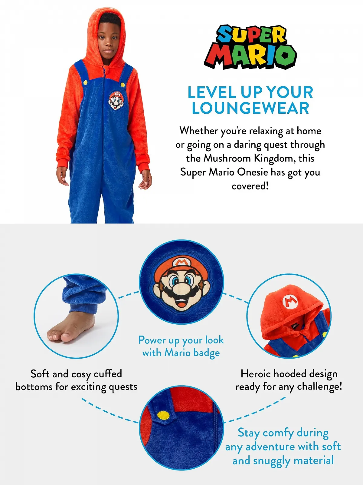 Дитячий комбінезон Super Mario, флісовий, фото №5