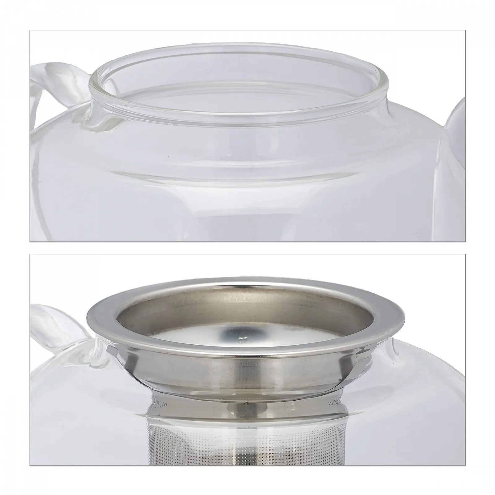 Чайник-заварник Relaxdays з ситечком 600 мл, боросилікатне скло, нержавіюча сталь, прозорий, сріблястий, фото №6