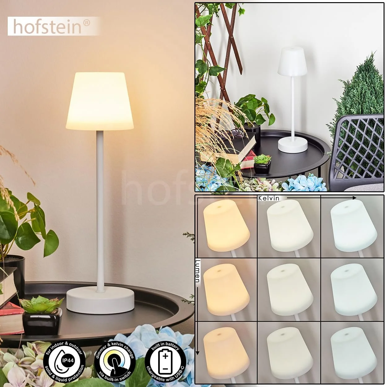 Настільна лампа Mazda LED Outdoor Пластик Білий 11 см USB-C Battery 2.2 Вт 250 Люмен, фото №2