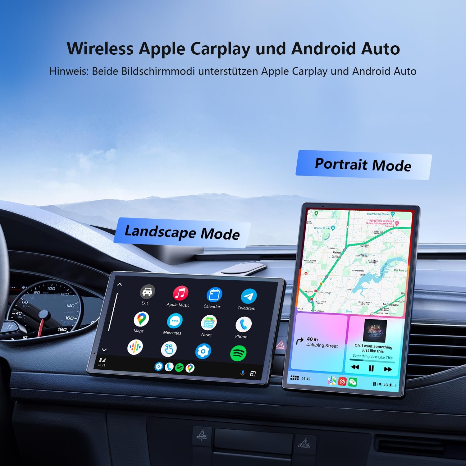 Дисплей Krunia Portable Carplay 8 дюймов, 1440 x 900 HD, магнитный держатель, обновления OTA, камера заднего вида, Bluetooth, голосовое управление, GPS-навигация, фото №2