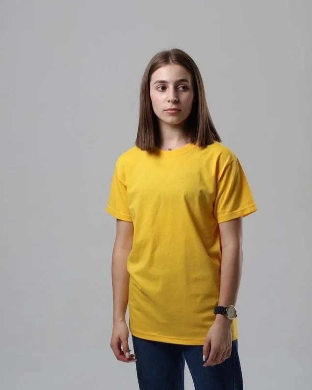 Жовта бавовняна однотонна футболка унісекс, фото №1 Жовта бавовняна однотонна футболка унісекс, фото №1