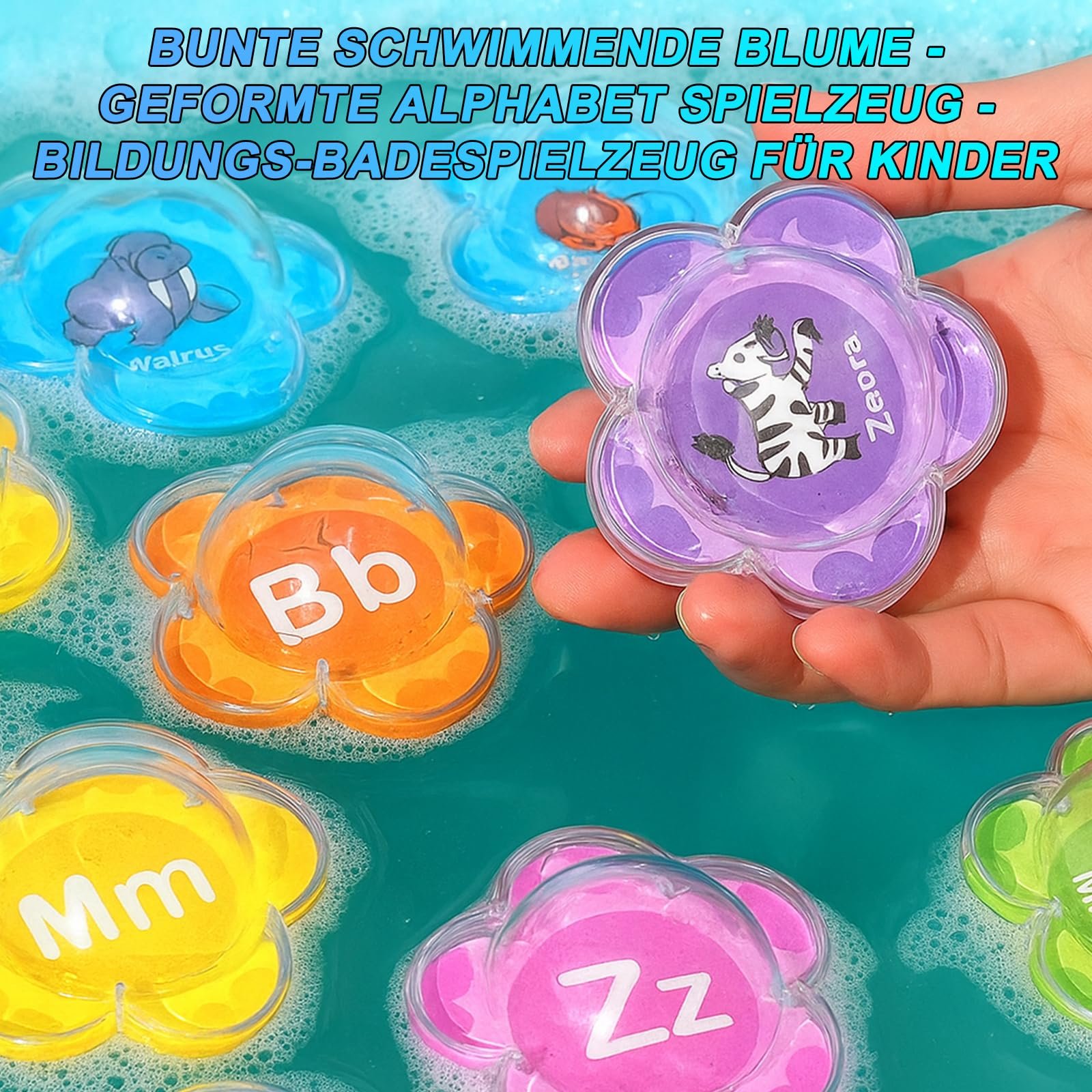 Іграшка для ванни Алфавіт Квіти Плаваюча Навчальна, фото №3