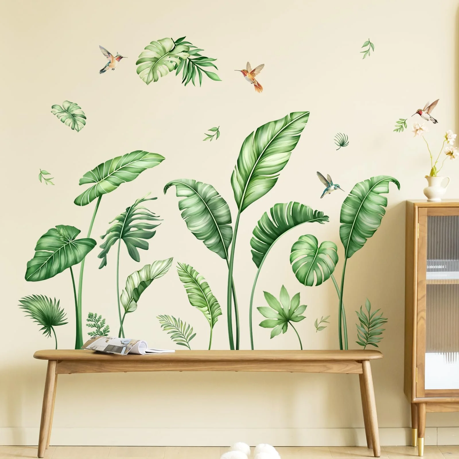 Наклейка на стіну Palm Leaves Boho Large Green Tropical, фото №4 Наклейка на стіну Palm Leaves Boho Large Green Tropical, фото №4