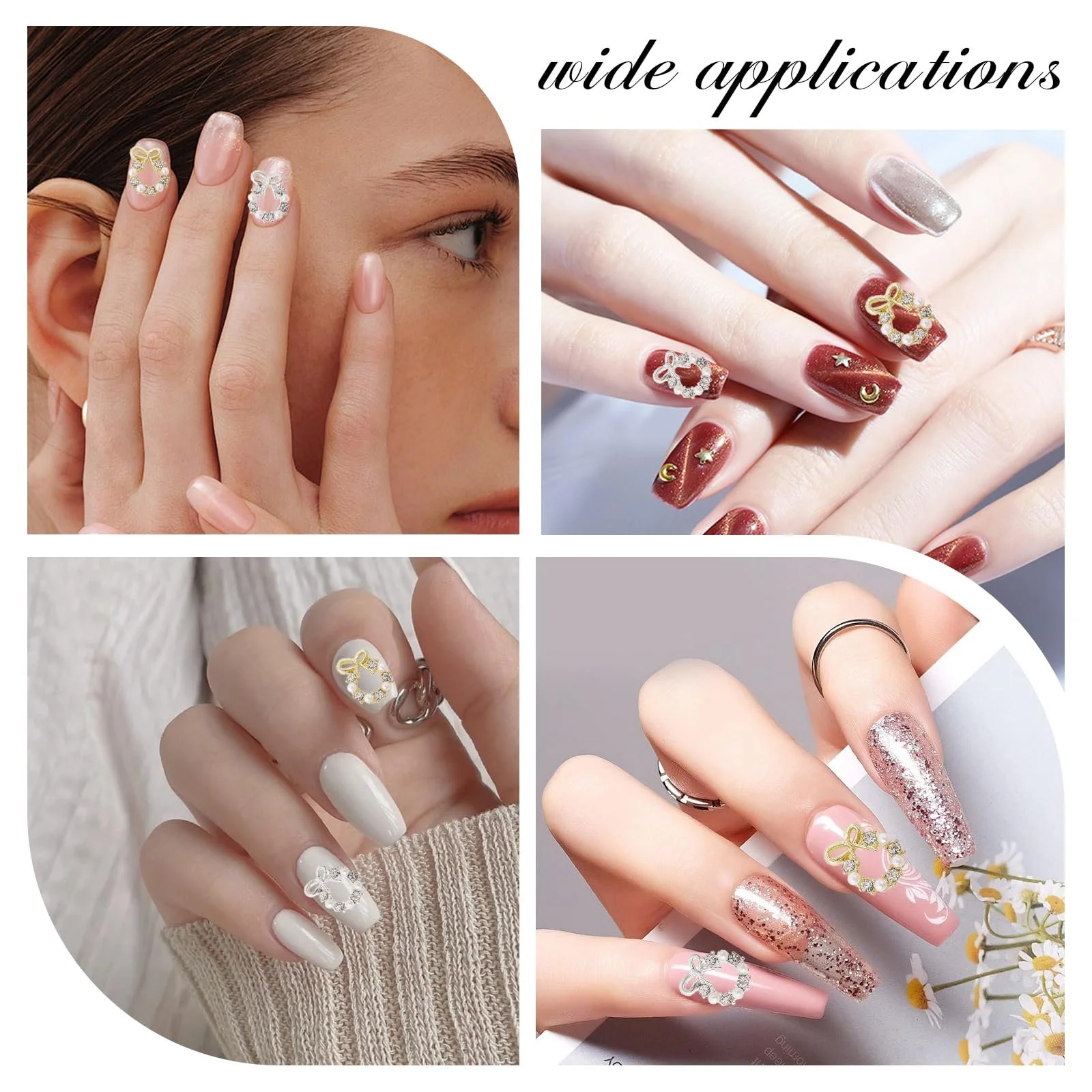 Украшения для ногтей Венок CHGCRAFT Рождественский 3D 9.5 мм x 12 мм, 40 шт, 2 цвета, фото №7