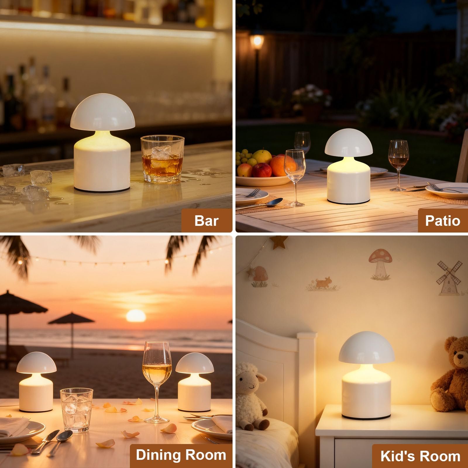 Настільна лампа Modern Wireless Small Mushroom сенсорна світлодіодна акумуляторна міні нічник, фото №6