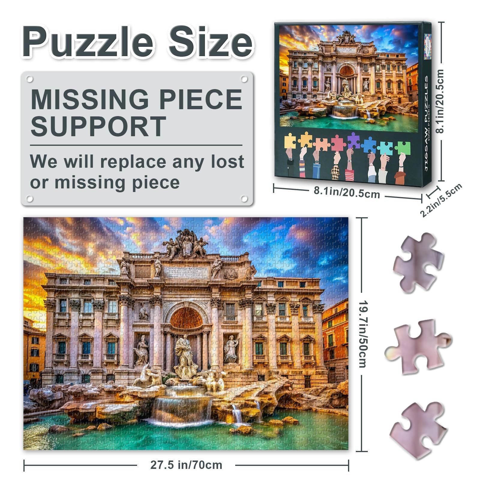 Пазл Rome Trevi Fountain 1000 елементів 50 x 70 см, фото №3