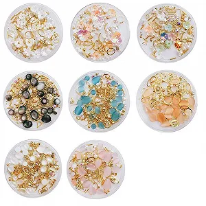 Металлические заклепки для ногтей с жемчугом, плоское дно, 8 штук, разных размеров - Фото 1