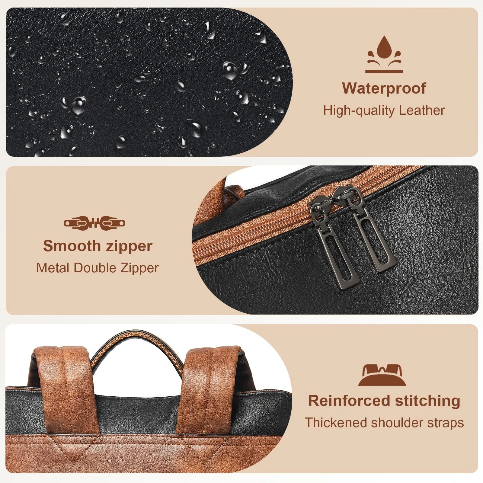 Рюкзак для ноутбука Shrrie 15.6" шкіряний жіночий Black, фото №6 Рюкзак для ноутбука Shrrie 15.6" шкіряний жіночий Black, фото №6