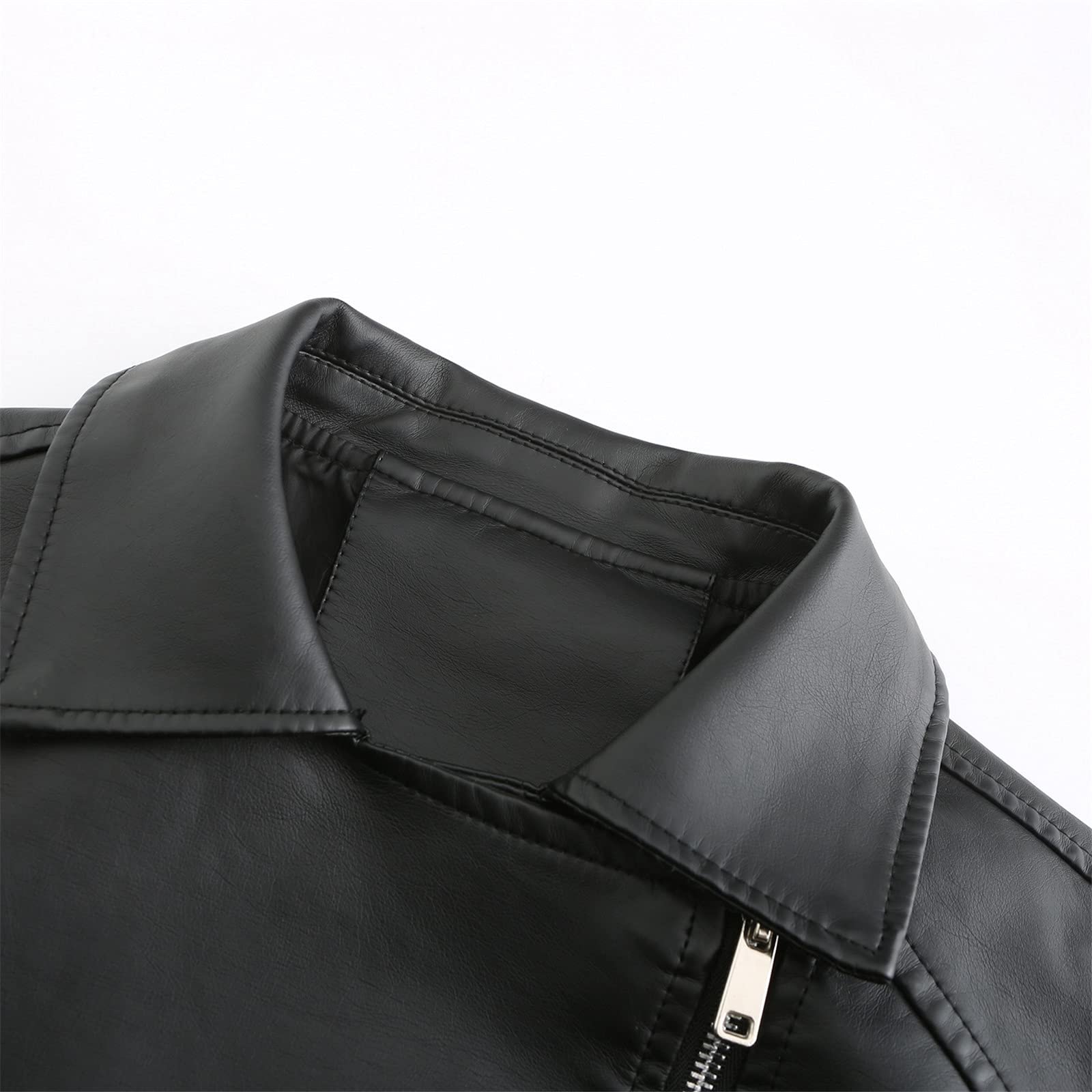 Женская куртка-пиджак из искусственной кожи Generisch Мотоциклетная куртка Байкерская куртка из искусственной кожи Oversize Черный, фото №6