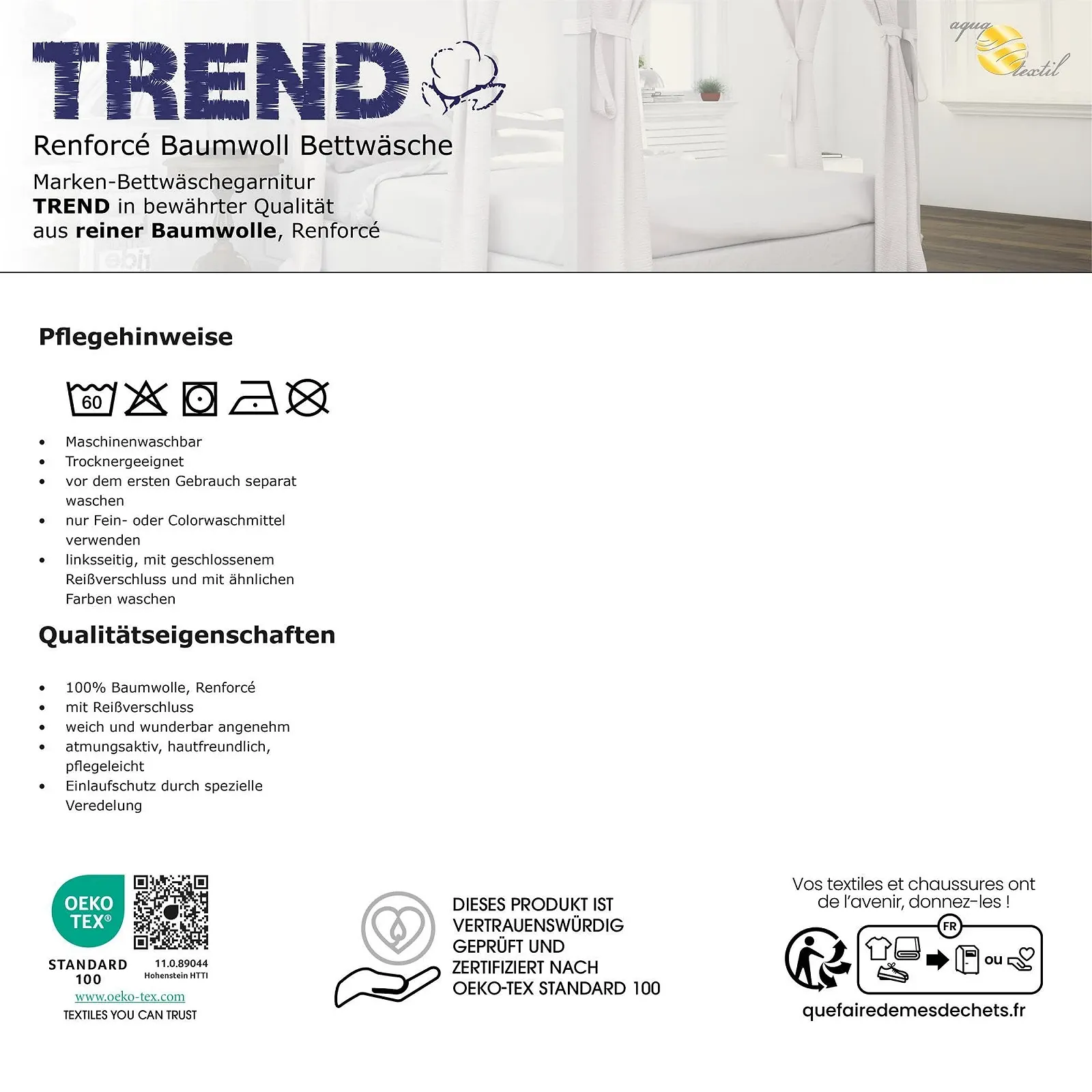 Комплект детского постельного белья aqua-textil Trend хлопок Renforcé пододеяльник наволочка, фото №2