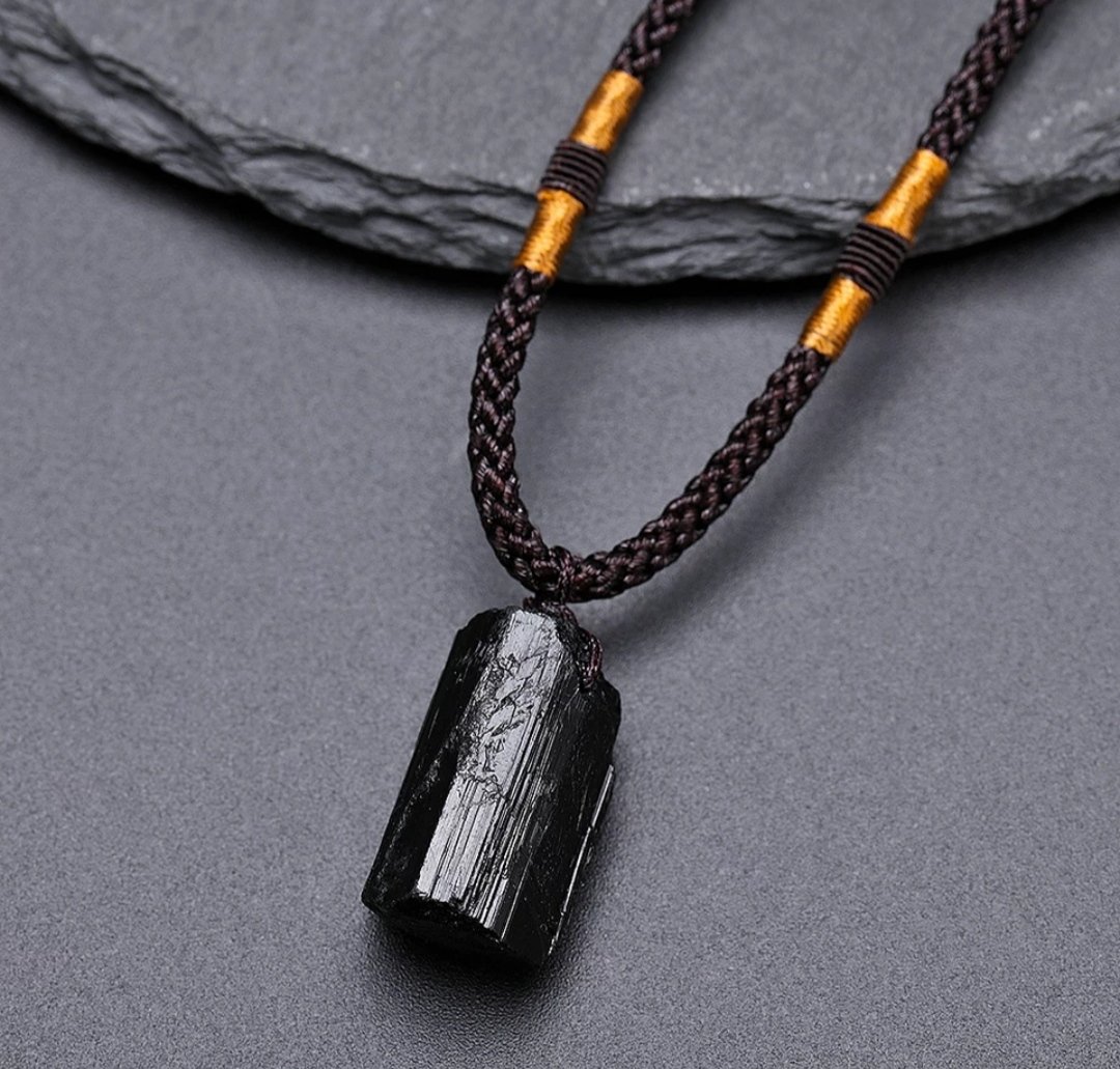 Модний чорний ланцюжок унісекс камінь, фото №1