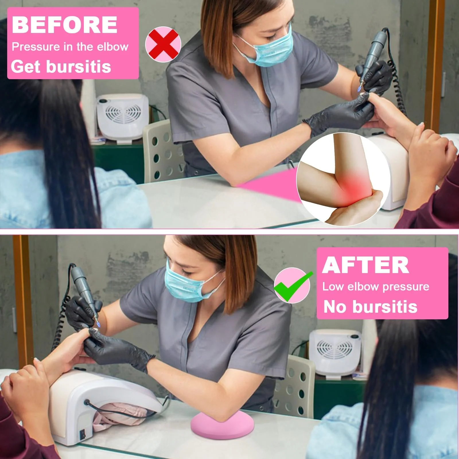 Підставка для рук манікюрна Шкіряна Подушка Рожевий, фото №4