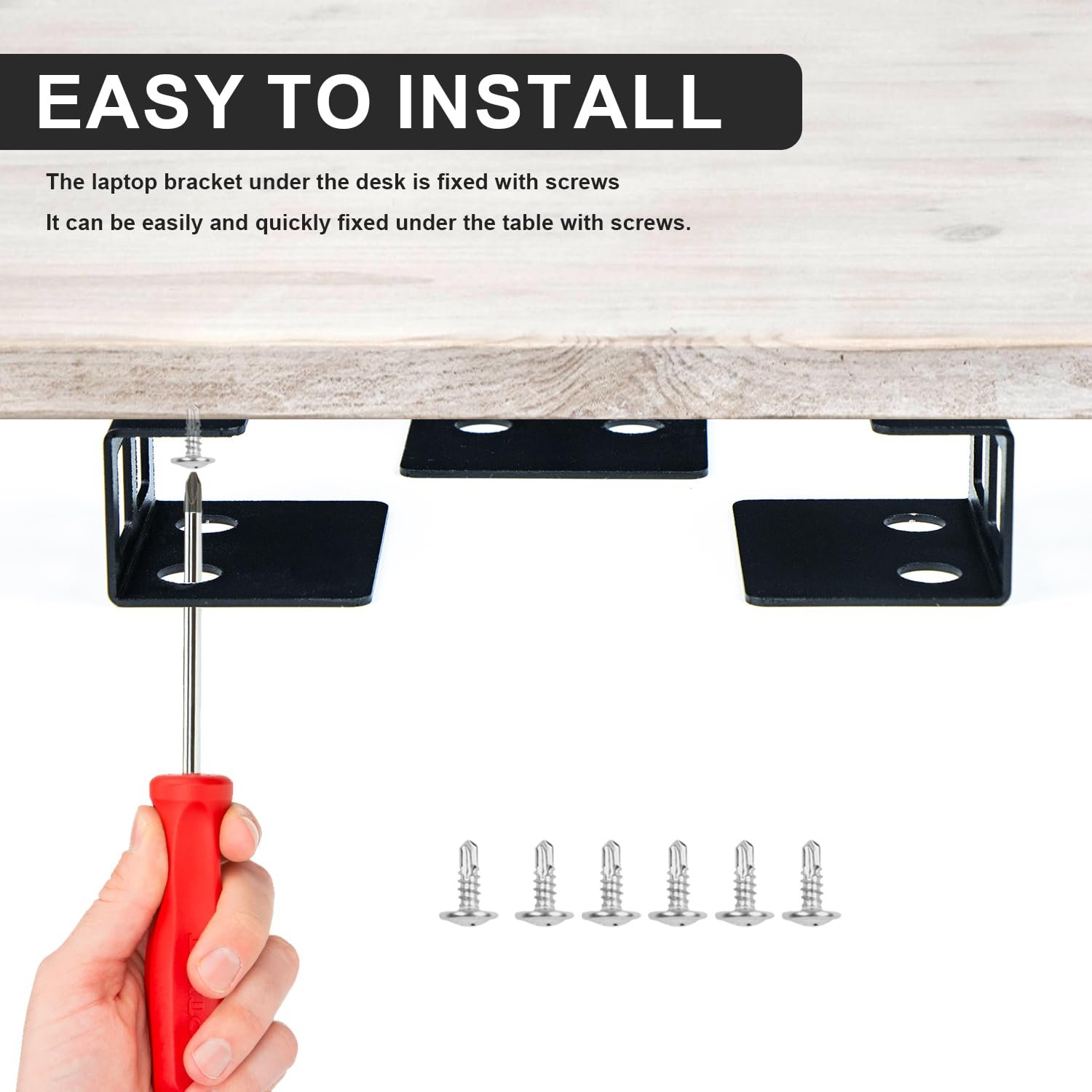 Держатель для ноутбука под стол Алюминиевая полка-держатель с винтом Совместим с 0-40 мм Черный, фото №6 Держатель для ноутбука под стол Алюминиевая полка-держатель с винтом Совместим с 0-40 мм Черный, фото №6