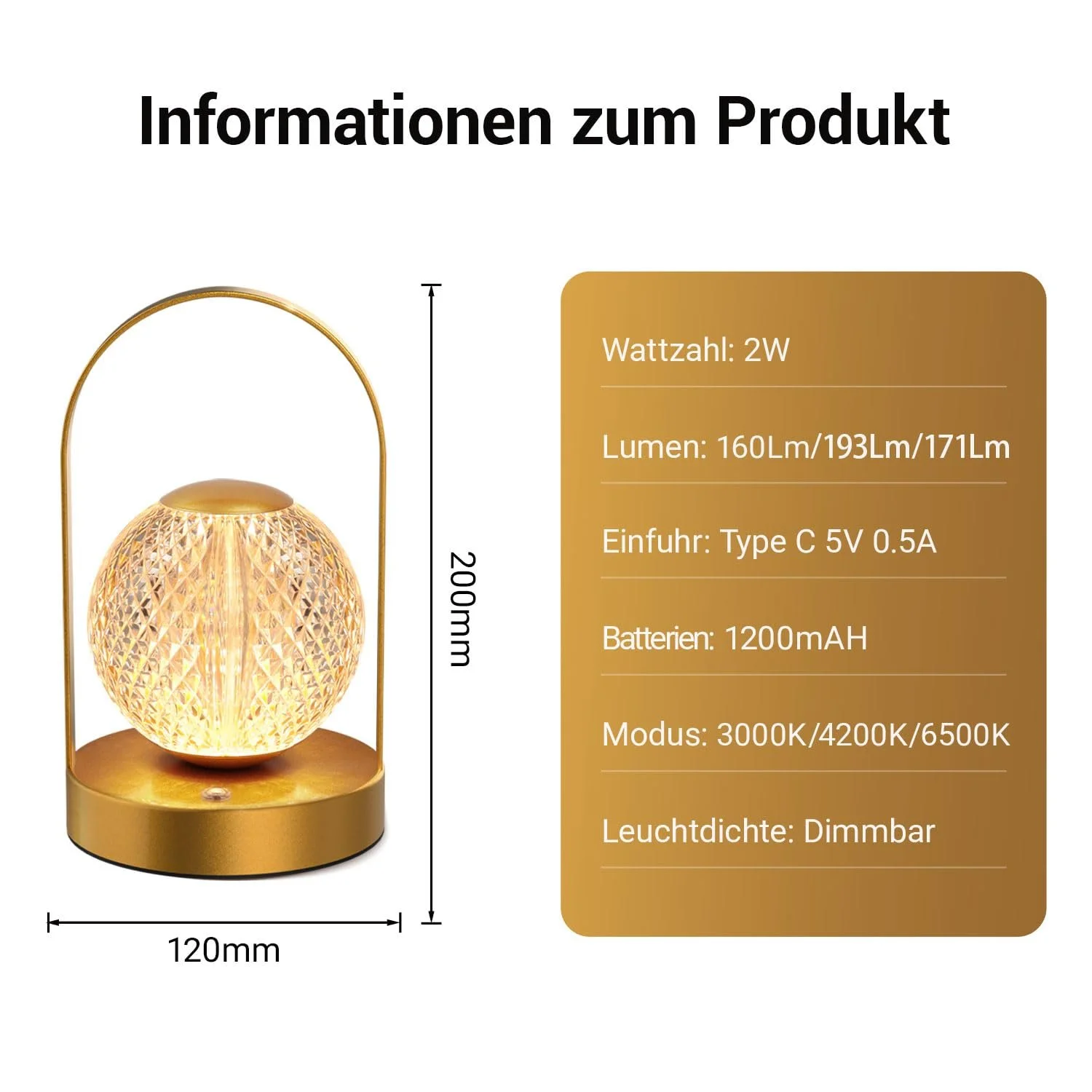 Настільна лампа EXTRASTAR LED куляста з ручкою, сенсорна, бездротова, USB-C., фото №7
