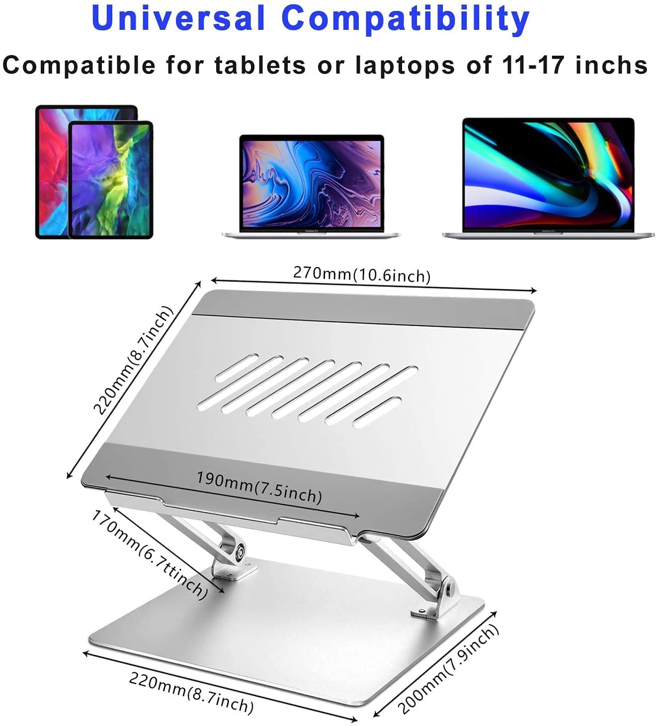 Підставка для ноутбука Konsol, складана, регульований кут нахилу, легка та міцна алюмінієва, сумісна з ноутбуками до 17 дюймів, срібляста, фото №4 Підставка для ноутбука Konsol, складана, регульований кут нахилу, легка та міцна алюмінієва, сумісна з ноутбуками до 17 дюймів, срібляста, фото №4