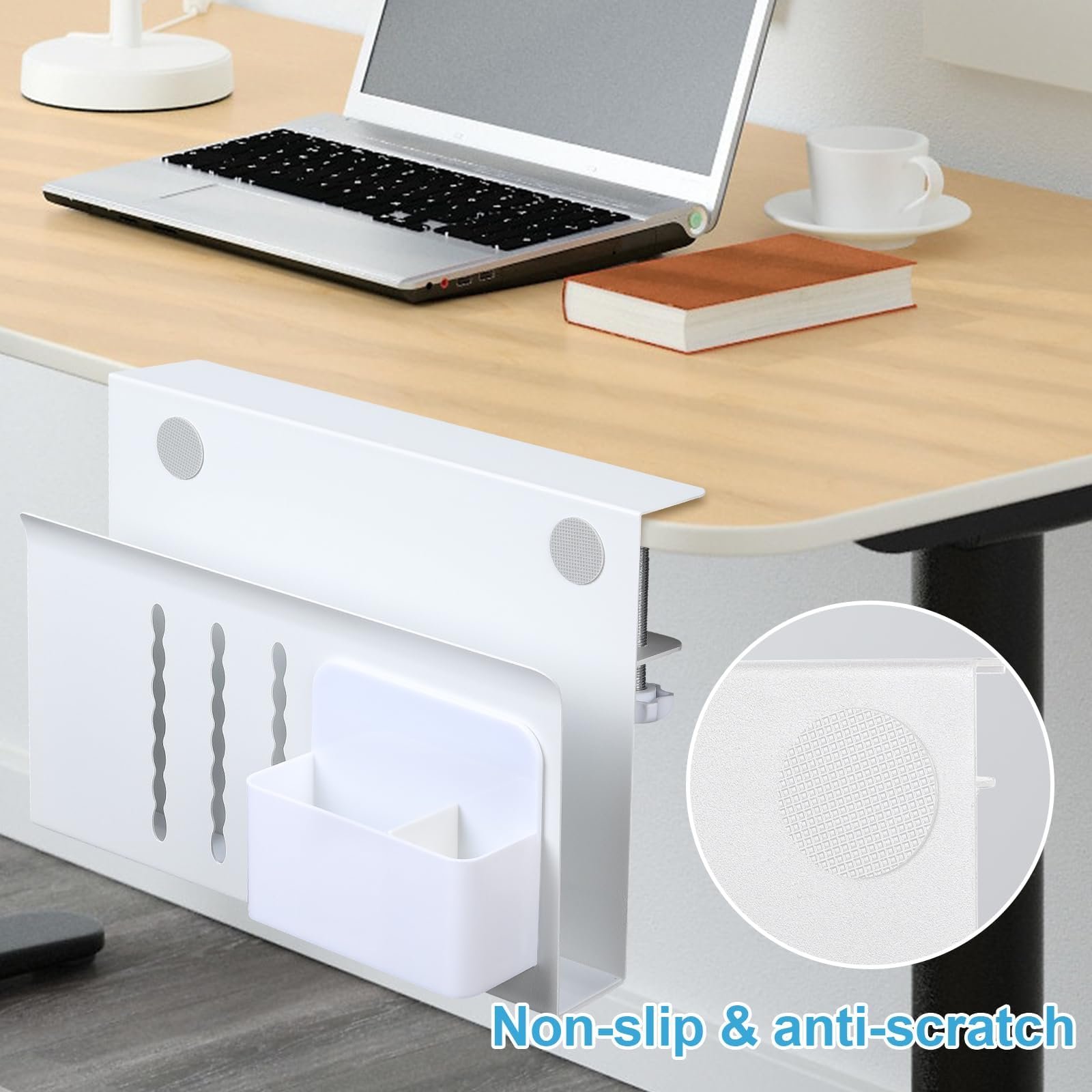 Настольный органайзер Держатель для ноутбука Боковой органайзер стола Регулируемый по высоте Под стол Боковой органайзер стола с магнитным держателем для ручек и отверстиями для охлаждения Черный, фото №5