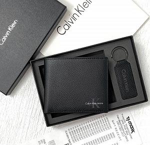 Кошелек мужской кожа зернистая CK Jeans с брелком для ключей - Фото 1