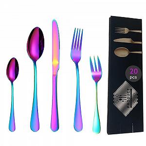 Купить Разноцветные столовые приборы Sulypo rainbow, 20 штук, можно мыть в посудомоечной машине без пятен, на 4 персоны - Фото 1 Разноцветные столовые приборы Sulypo rainbow, 20 штук, можно мыть в посудомоечной машине без пятен, на 4 персоны - Фото 1