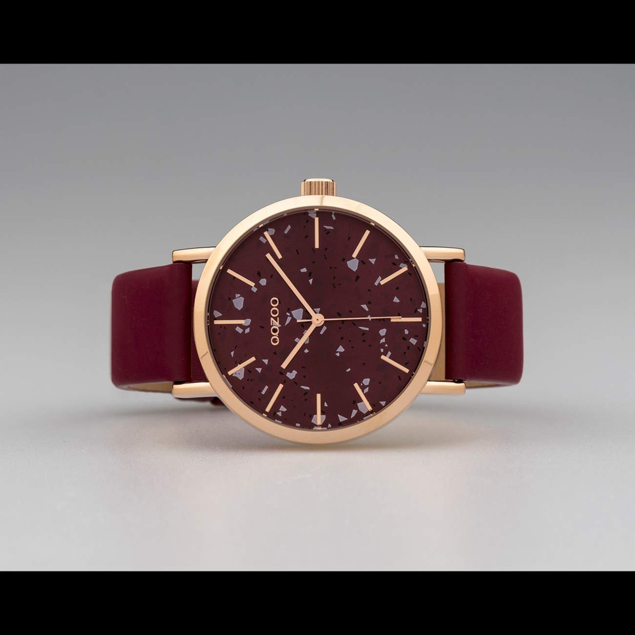 Женские часы Oozoo Terrazzo Design C10412, кожаный ремешок, 40 мм, винно-красный, розовое золото, винно-красный ремешок, фото №5 Женские часы Oozoo Terrazzo Design C10412, кожаный ремешок, 40 мм, винно-красный, розовое золото, винно-красный ремешок, фото №5