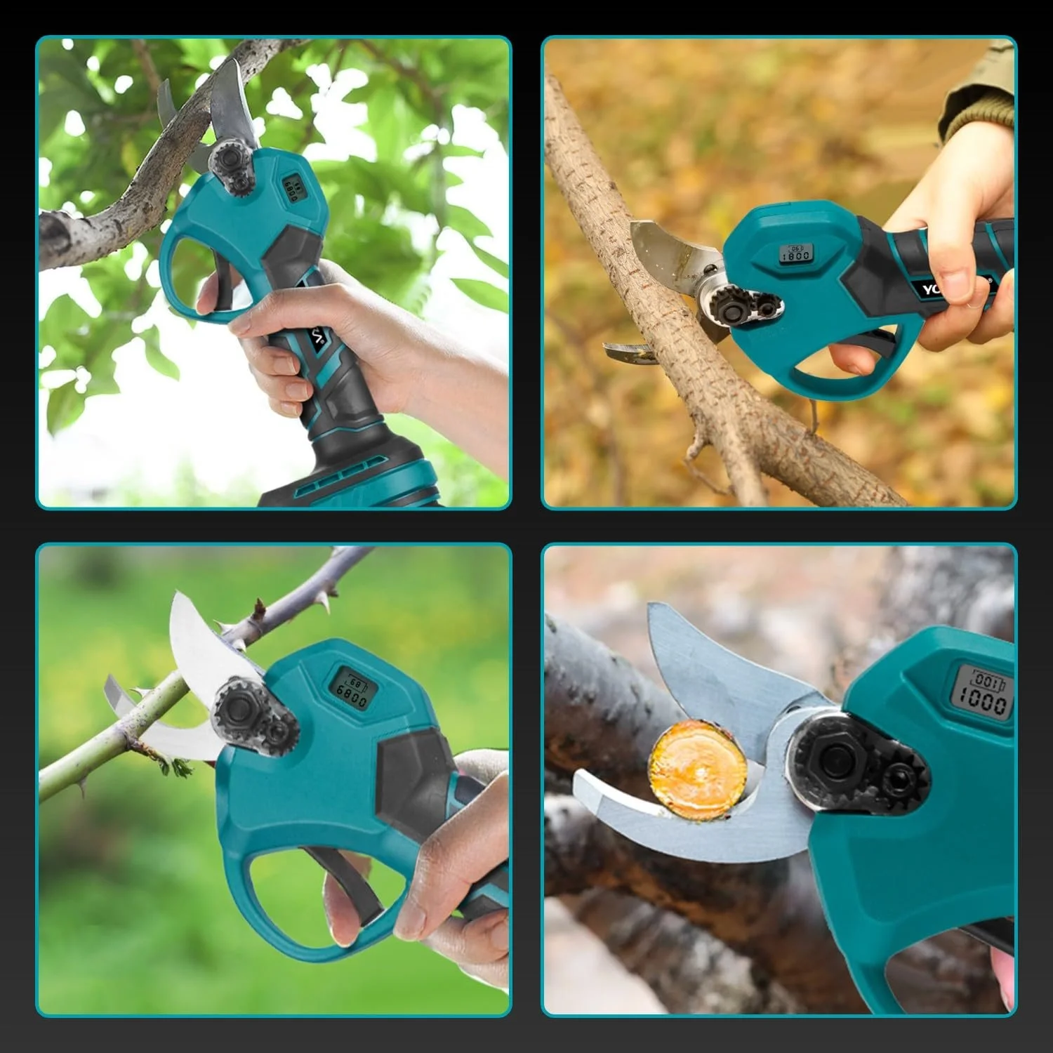 Секатор Yofidra акумуляторний електричний з LCD дисплеєм, 2 SK5 леза, зарядний пристрій, 2 акумулятори, 25 мм, фото №5