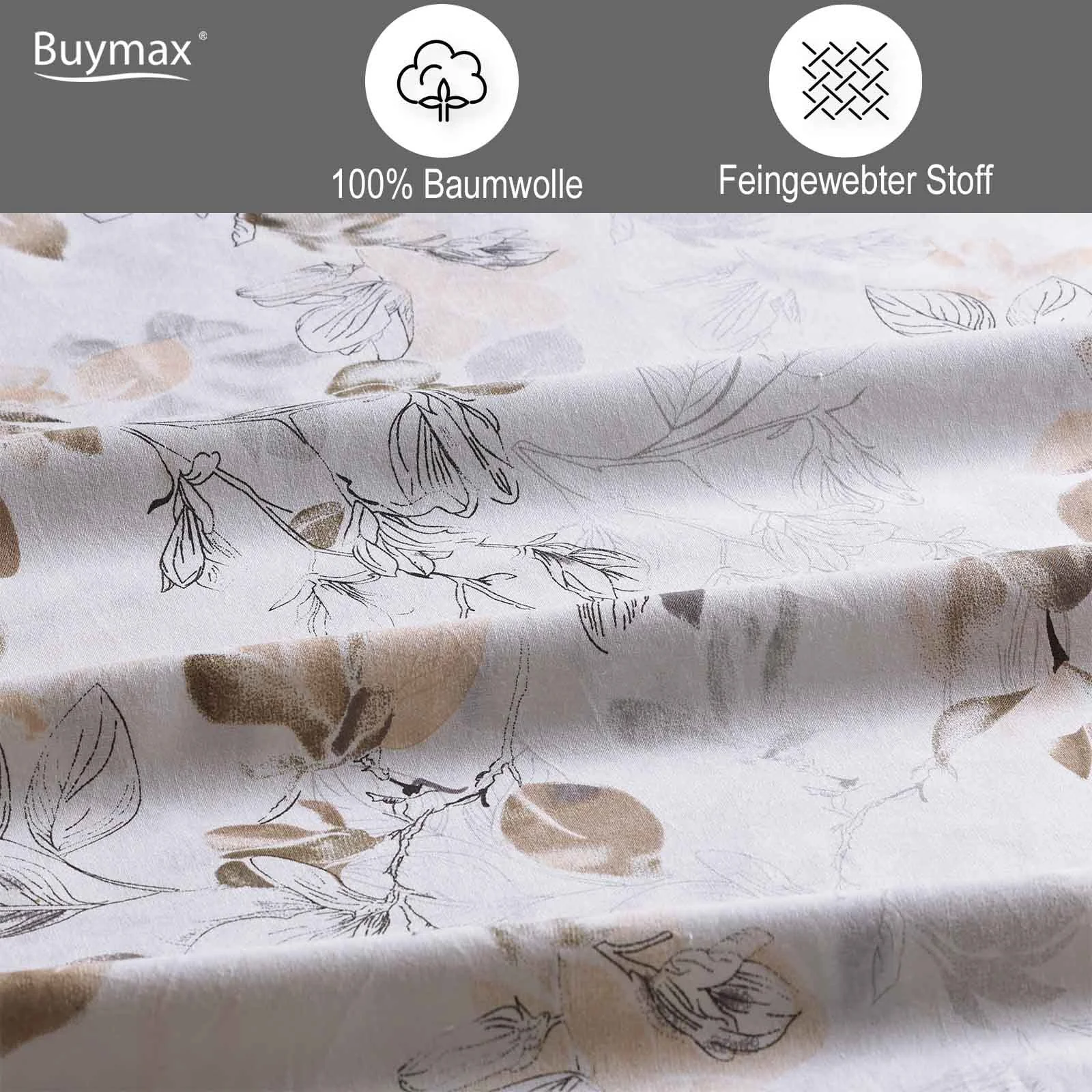 Комплект постельної білизни Buymax 4 предмети 135 x 200 см 80 x 80 см 100% бавовна Renforcé на блискавці, фото №3