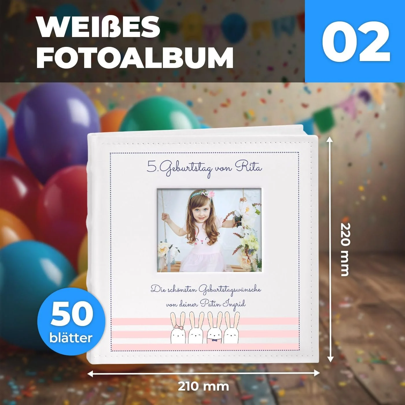 Альбом для фотографий Maverton Вставной Для 200 фотографий 10 x 15 см 100 белых страниц 21 x 22 см Белый Кролики, фото №3 Альбом для фотографий Maverton Вставной Для 200 фотографий 10 x 15 см 100 белых страниц 21 x 22 см Белый Кролики, фото №3