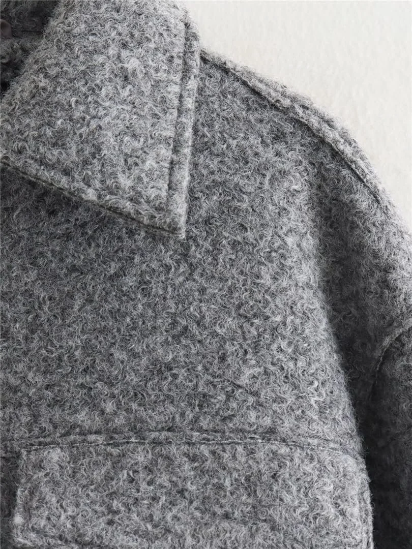 Коротка вовняна куртка Silver Basic Жіноча Повсякденна на блискавці, фото №4 Коротка вовняна куртка Silver Basic Жіноча Повсякденна на блискавці, фото №4