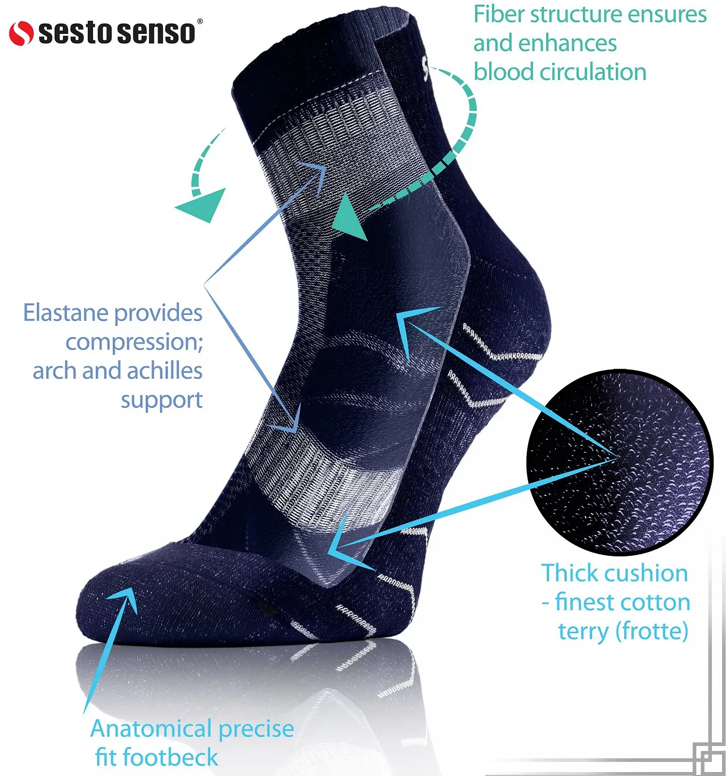 Носки для бега Sesto Senso Хлопковые спортивные носки 3 пары, фото №6