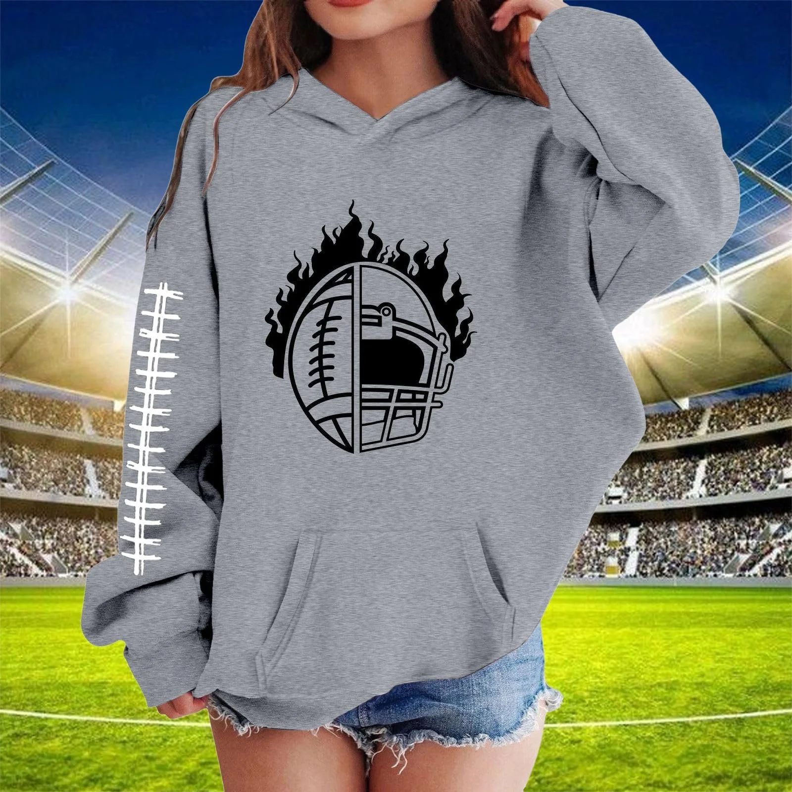 Худі для дівчинки з бейсбольним принтом, м'який флісовий пуловер, фото №3