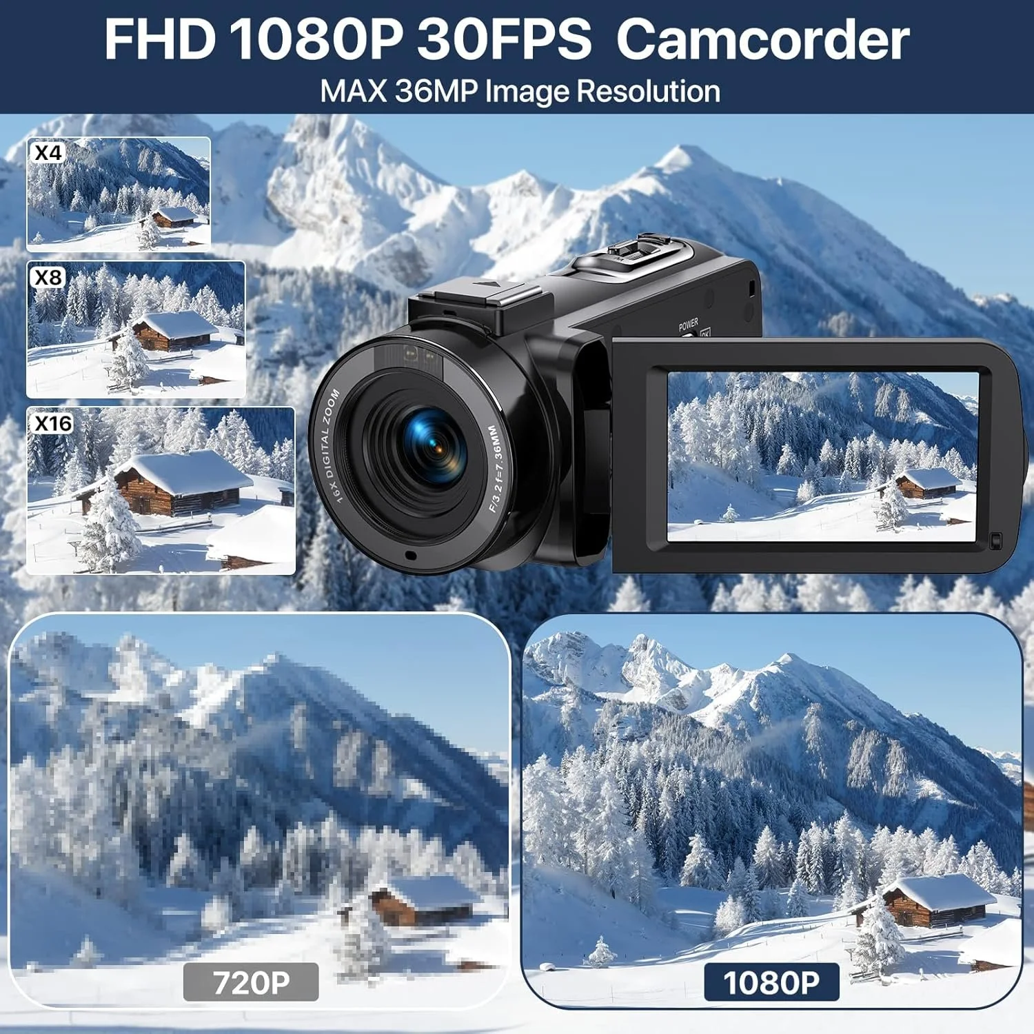 Цифрова відеокамера Vahoiald 301STRM / 36Мп / Full HD / 30fps / 16Х зум / Чорна, фото №2 Цифрова відеокамера Vahoiald 301STRM / 36Мп / Full HD / 30fps / 16Х зум / Чорна, фото №2