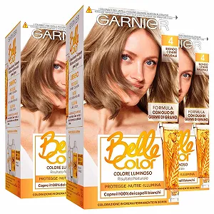 Фарба для волосся Garnier Belle Color Стійка Живильна Освітлююча Натуральний результат з олією зародків пшениці Відтінок 4 Попелястий Натуральний блонд - 3 упаковки - Фото 1
