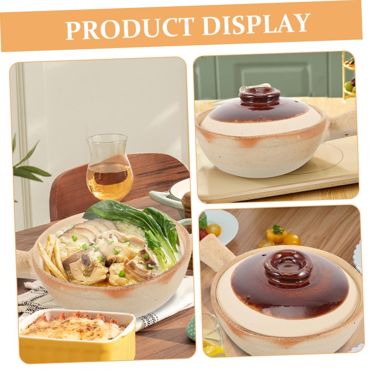 Кастрюля BESTYASH керамическая термостойкая с крышкой и ручками, фото №8