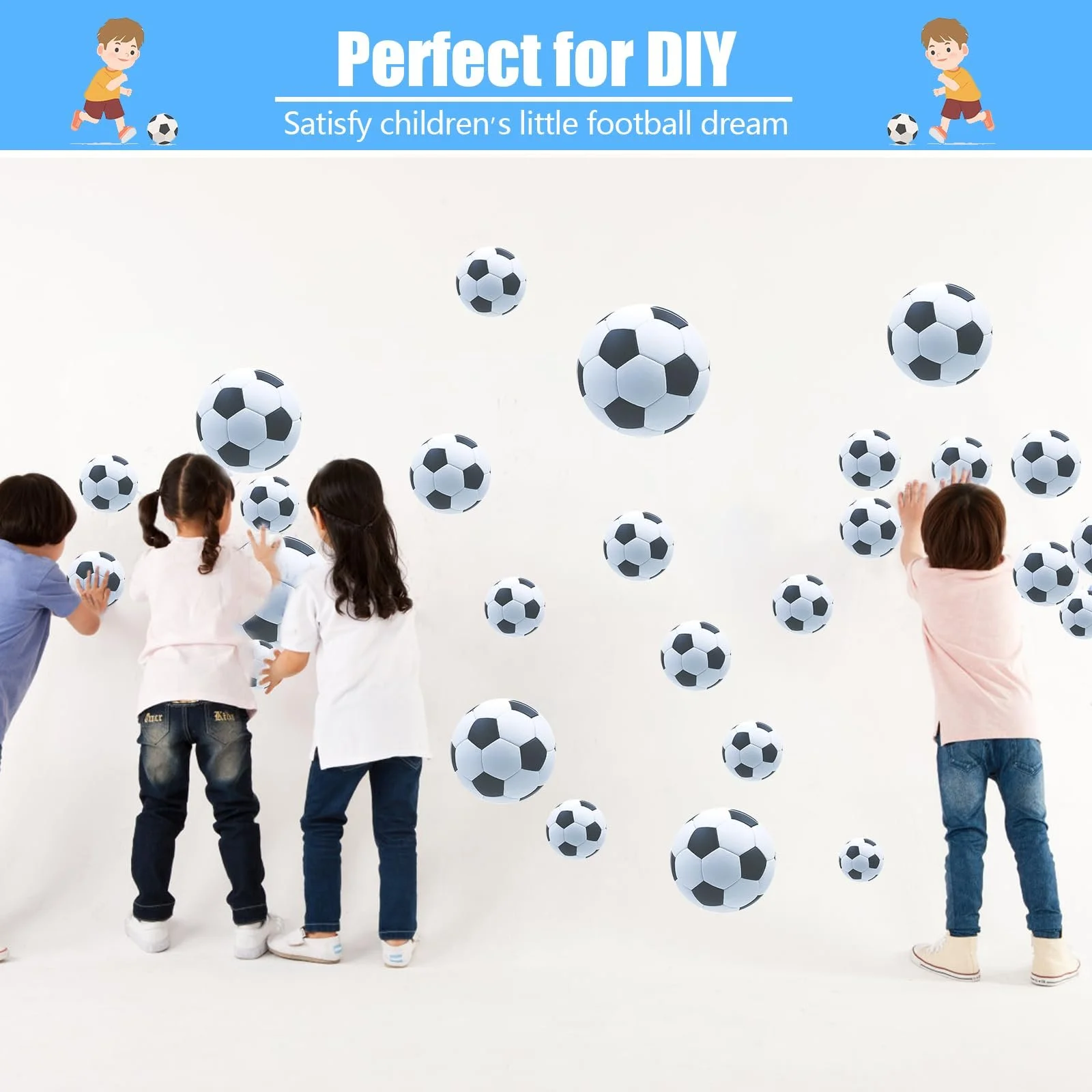 Наклейки на стену Футбольные мячи Набор 4 листа 20 x 30 см Самоклеящиеся Разные размеры, фото №7