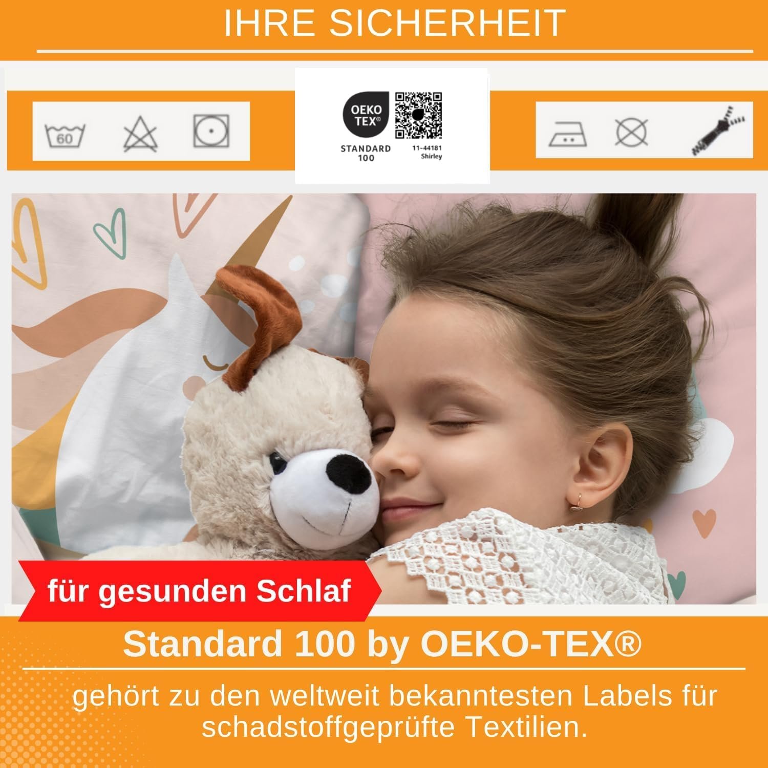 Детское Постельное Белье Aminata kids С рисунком Единорога 135 x 200 см, Хлопок, Розовый Радуга, фото №4
