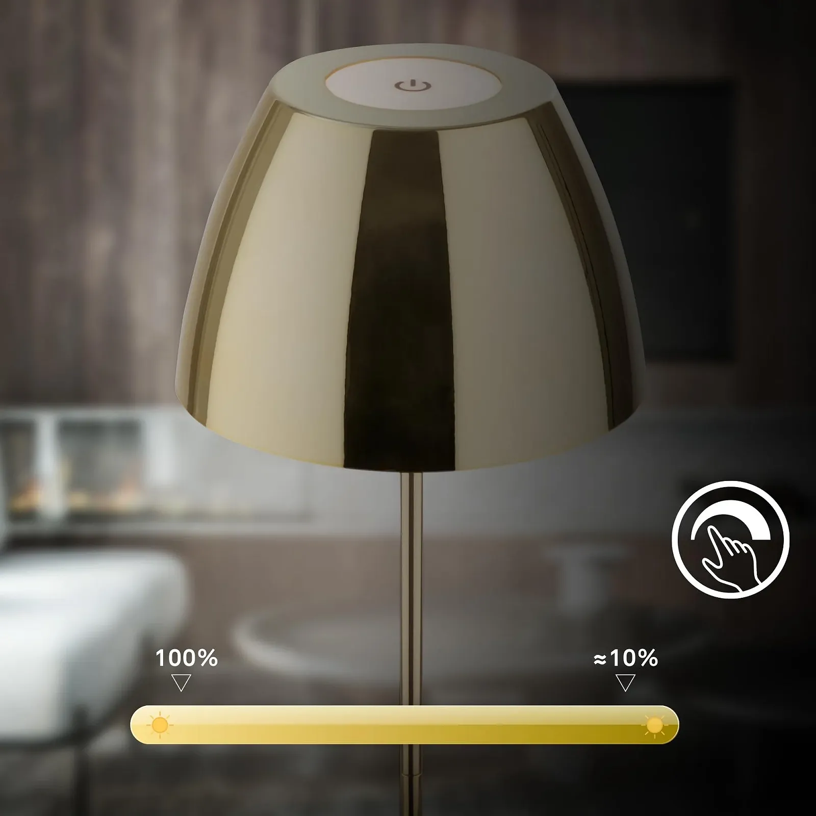 Настольная лампа BRILONER LED Аккумуляторная IP44 Золотистая 13,5 x 36 см., фото №6