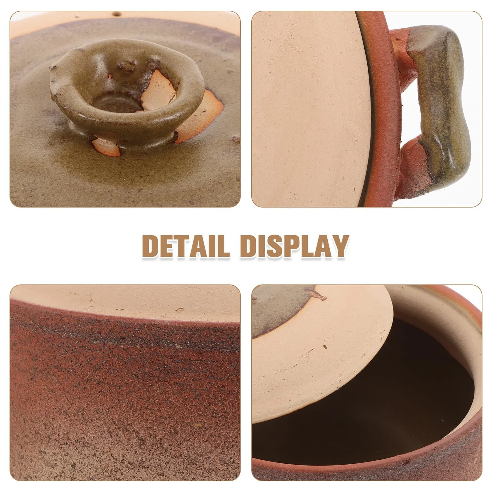 Кастрюля Toyvian терракотовая жаростойкая с ручкой для газовой плиты, фото №3