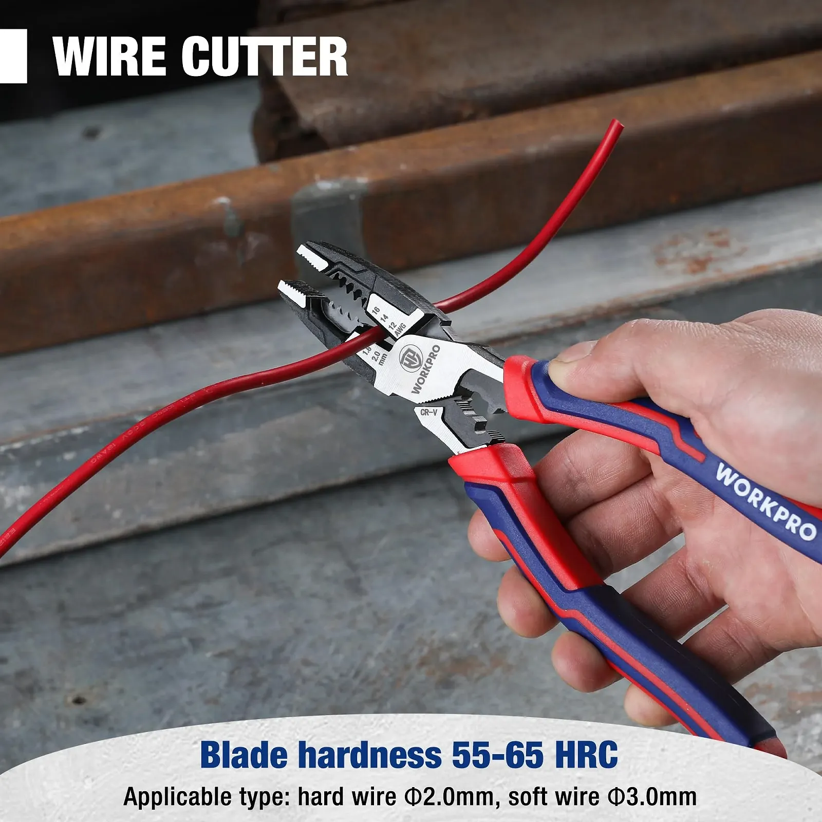 Комбіновані плоскогубці WORKPRO 200 мм Багатофункціональні комбіновані плоскогубці зі знімачем ізоляції / інструментом для обтиску дротів / кусачками для різання, зачистки та обтиску кабелю для майстерні, дому, фото №5 Комбіновані плоскогубці WORKPRO 200 мм Багатофункціональні комбіновані плоскогубці зі знімачем ізоляції / інструментом для обтиску дротів / кусачками для різання, зачистки та обтиску кабелю для майстерні, дому, фото №5