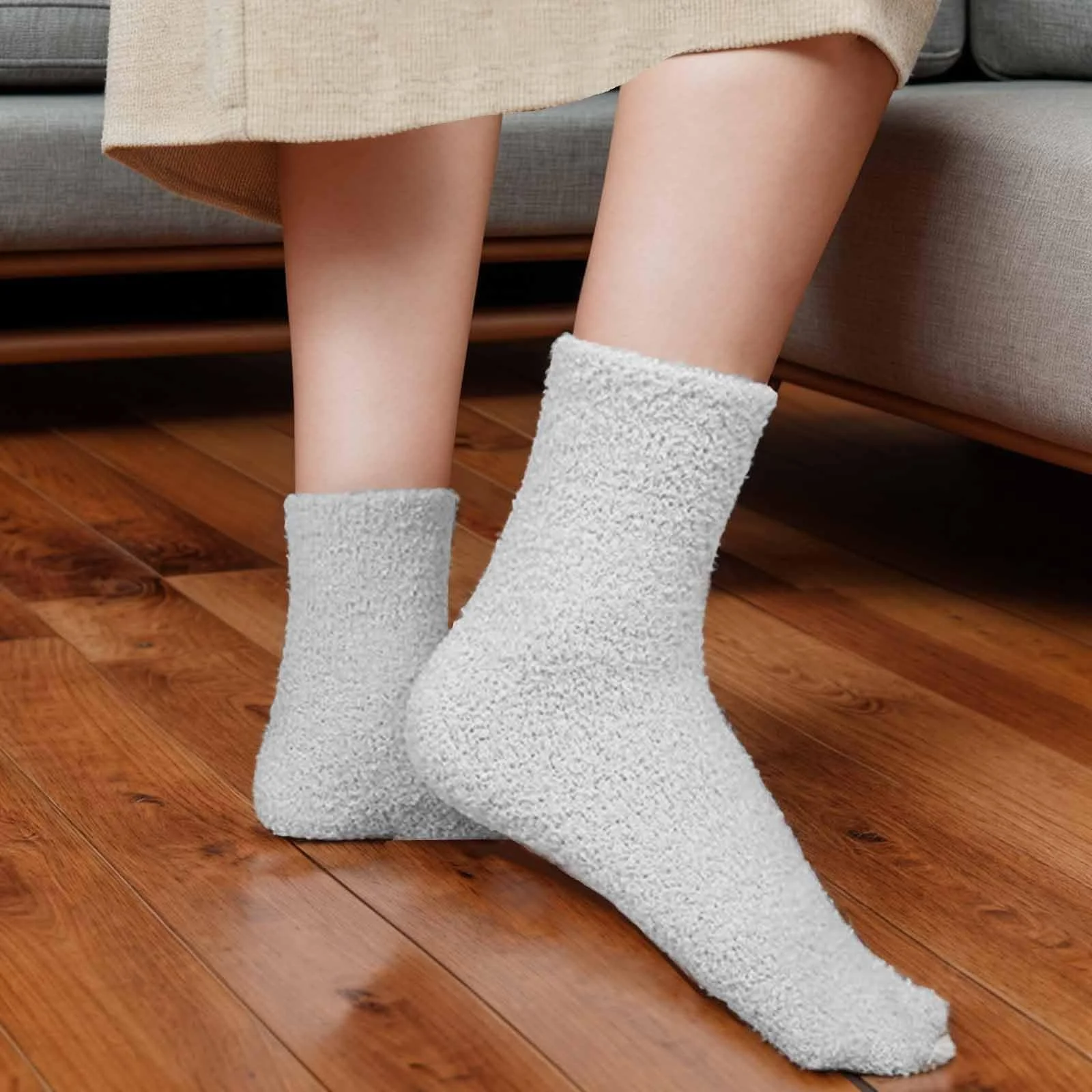 Носки Женские Пушистые Носки из Кораллового Флиса, 6 пар, разноцветные, фото №5