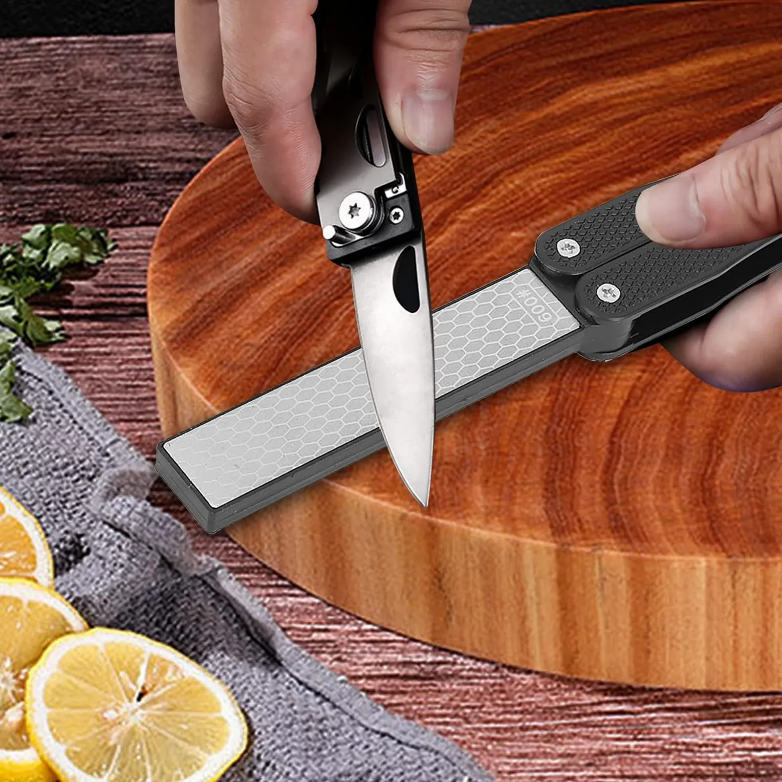 Точилка для ножів алмазна двостороння 400/600 складана кишенькова Black, фото №8